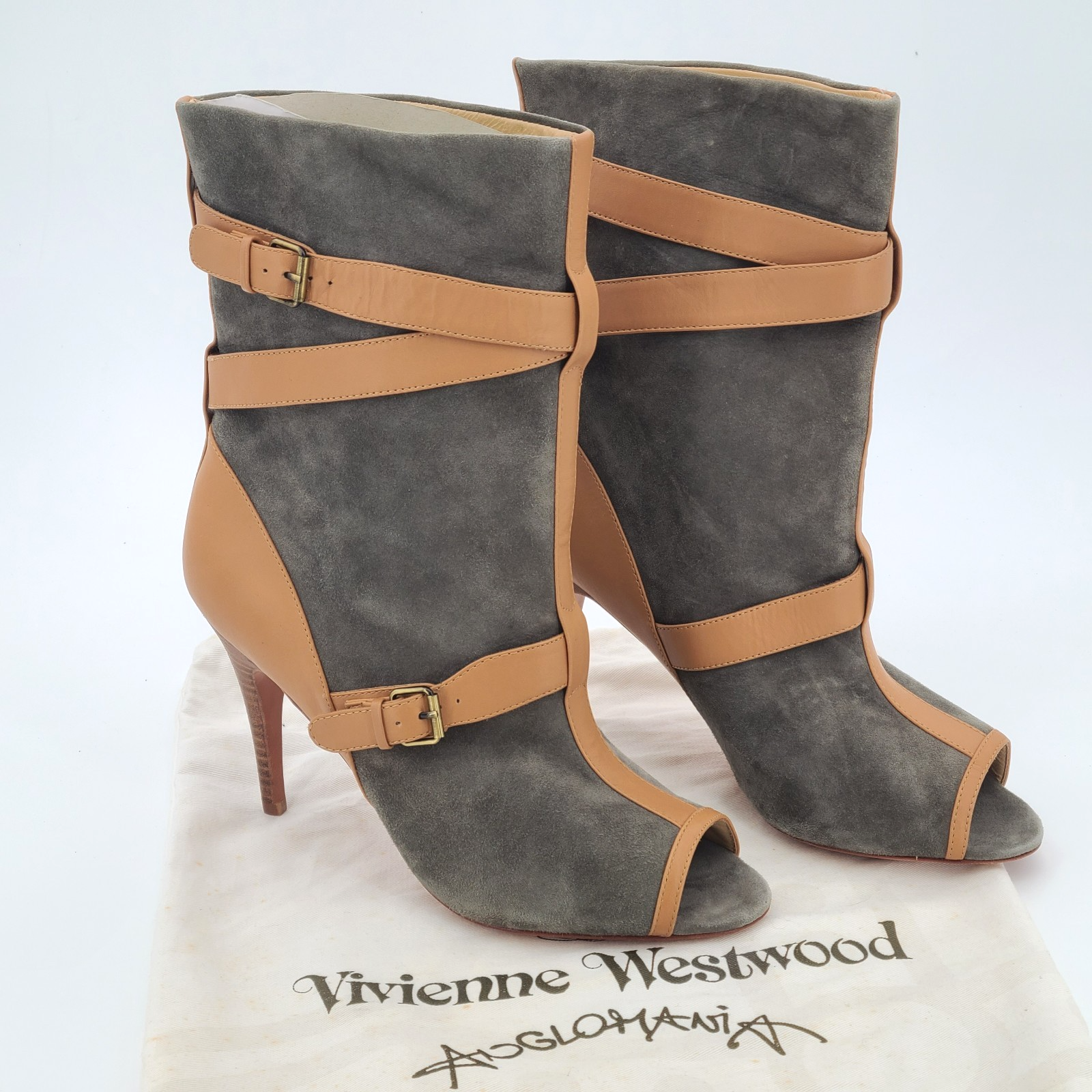 Vivienne Westwood Anglomania Helga Ii Suede Ankle Boot Olive Leather 8.5 Nwot